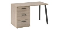 Bureau robuste chêne clair avec caisson 3 tiroirs – Collection SUZI – Spécial petit espace