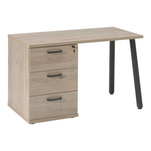 Bureau robuste chêne clair avec caisson 3 tiroirs – Collection SUZI – Spécial petit espace