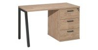 Bureau robuste chêne doré avec caisson 3 tiroirs – Collection SUZI – Spécial petit espace