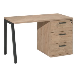 Bureau robuste chêne doré avec caisson 3 tiroirs – Collection SUZI – Spécial petit espace