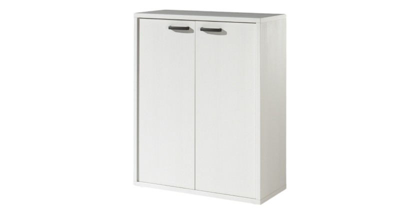 Rangement Bureau – Meuble 2 Portes Blanc Mat – Collection SOON – Meublorama