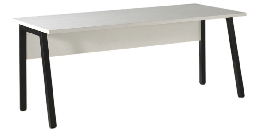 Bureau professionnel droit 180cm – Collection SOON – Coloris Blanc Mat et Noir