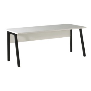 Bureau professionnel droit 180cm – Collection SOON – Coloris Blanc Mat et Noir