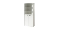 Biblioteca de oficina – 2 puertas y estanterías – Colección SOON – Blanco Mate