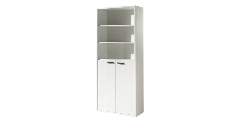 Bibliothèque de bureau – 2 portes et étagères – Collection SOON – Blanc Mat
