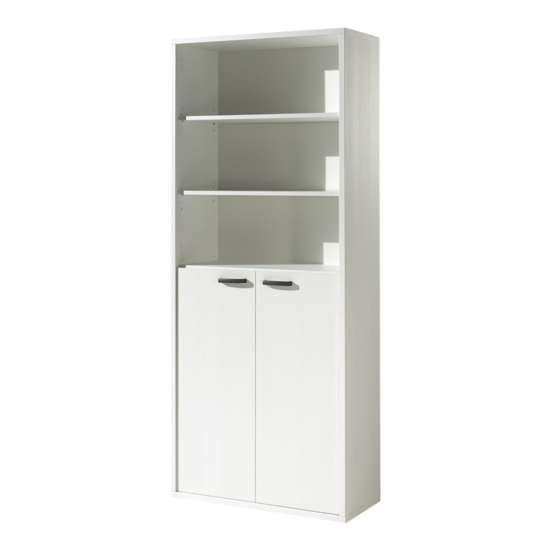 Biblioteca de oficina – 2 puertas y estanterías – Colección SOON – Blanco Mate