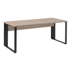 Bureau professionnel YUKON – 180 cm chêne clair et noir – Grand bureau design en métal