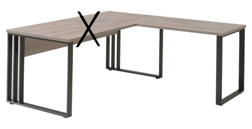 Retour pour bureau de la collection YUKON coloris chêne brut et pieds métalliques noirs