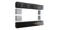 Ensemble de meubles de salon noir et blanc suspendus collection CEPTO XVII 249cm, 10 meubles, leds, modulables.