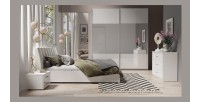 Armoire design deux portes coulissantes VERONA. Miroirs inclus. Coloris blanc alpins, finitions brillants