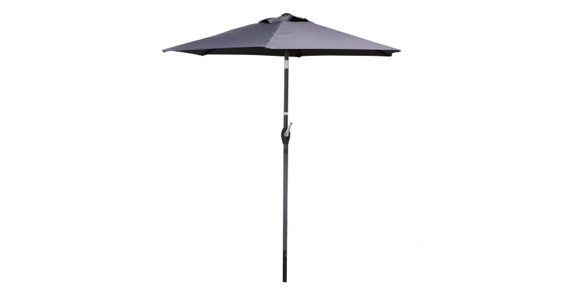 Schirm, anthrazitgrau, neigbar – Ø2m – H2,13m – Stahl – Polyesterstoff 160g/m² – Kurbel