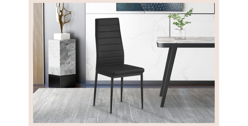 Lot de 4 chaises de salle à manger KEIZO – Design moderne – Pieds en métal noir – Revêtement PU