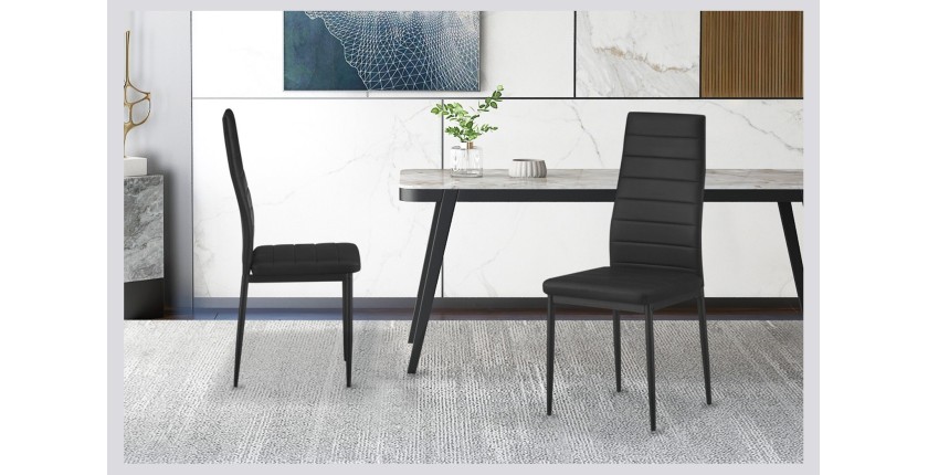 Lot de 4 chaises de salle à manger KEIZO – Design moderne – Pieds en métal noir – Revêtement PU
