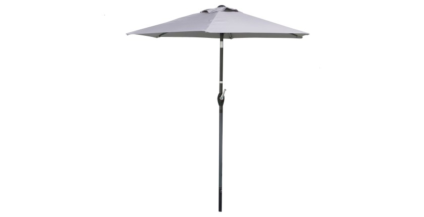 Inklusiver Sonnenschirm in Hellgrau – Ø2m – H2,13m – Stahl – Polyesterstoff 160g/m² – Kurbel