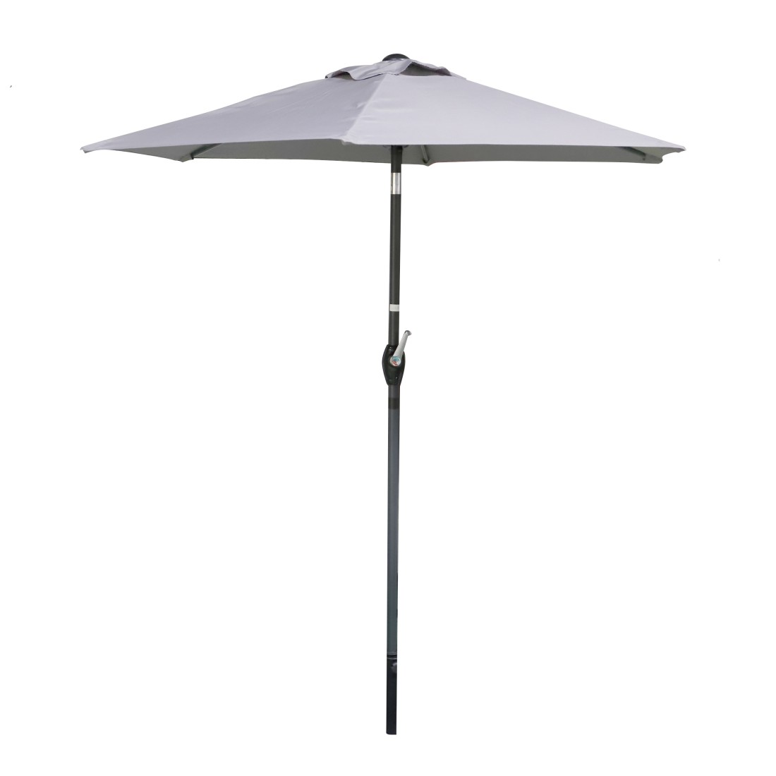 Inklusiver Sonnenschirm in Hellgrau – Ø2m – H2,13m – Stahl – Polyesterstoff 160g/m² – Kurbel