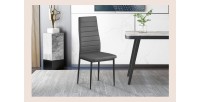 Lot de 4 chaises de salle à manger KEIZO – Design moderne – Pieds en métal noir – Revêtement PU gris