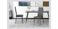 Lot de 4 chaises de salle à manger KEIZO – Design moderne – Pieds en métal noir – Revêtement PU gris