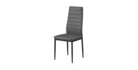 Lot de 4 chaises de salle à manger KEIZO – Design moderne – Pieds en métal noir – Revêtement PU gris