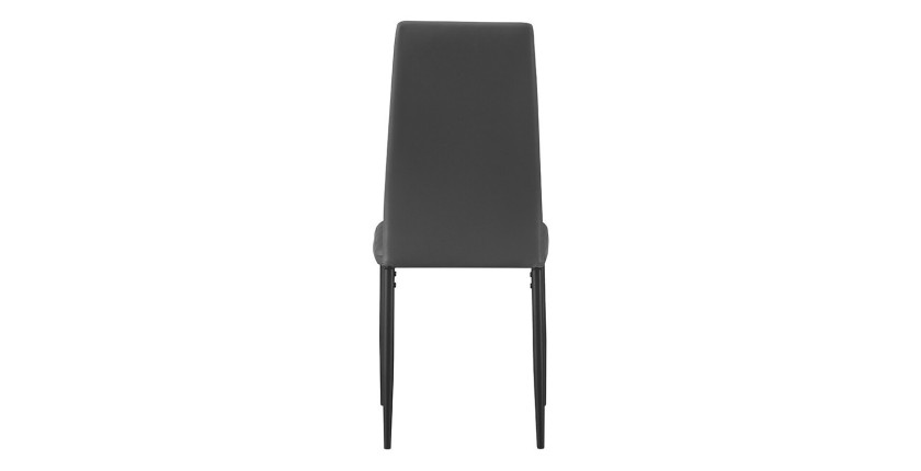 Lot de 4 chaises de salle à manger KEIZO – Design moderne – Pieds en métal noir – Revêtement PU gris