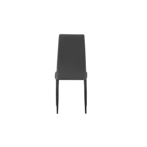 Lot de 4 chaises de salle à manger KEIZO – Design moderne – Pieds en métal noir – Revêtement PU gris