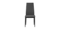 Lot de 4 chaises de salle à manger KEIZO – Design moderne – Pieds en métal noir – Revêtement PU gris