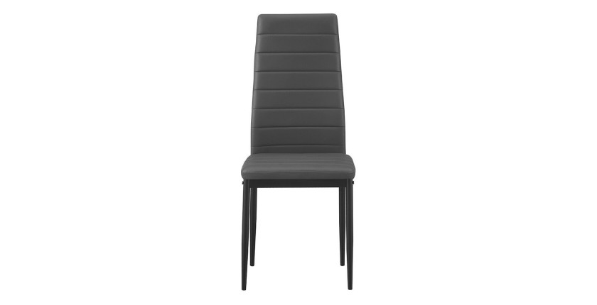 Set van 4 KEIZO eetkamerstoelen - Modern ontwerp - Zwarte metalen poten - Grijs PU-bekleding