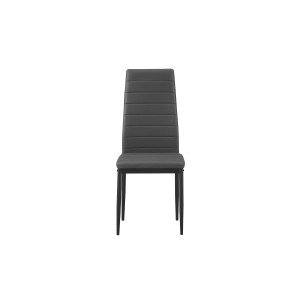 Lot de 4 chaises de salle à manger KEIZO – Design moderne – Pieds en métal noir – Revêtement PU gris