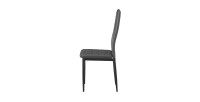 Lot de 4 chaises de salle à manger KEIZO – Design moderne – Pieds en métal noir – Revêtement PU gris