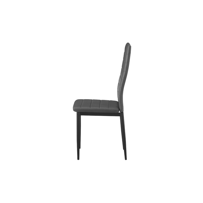 Set van 4 KEIZO eetkamerstoelen – Modern ontwerp – Zwarte metalen poten – Grijs PU-bekleding