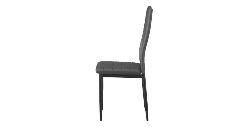Set van 4 KEIZO eetkamerstoelen - Modern ontwerp - Zwarte metalen poten - Grijs PU-bekleding