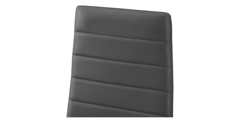 Lot de 4 chaises de salle à manger KEIZO – Design moderne – Pieds en métal noir – Revêtement PU gris