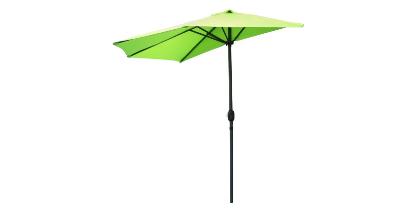 Demi-parasol mural vert anis – 270x135x230cm – Aluminium – Toile polyester 180g/m² – Manivelle