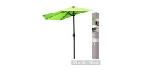Demi-parasol mural vert anis – 270x135x230cm – Aluminium – Toile polyester 180g/m² – Manivelle