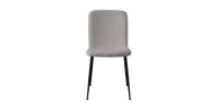 Chaise de salle à manger CORDUROY – Velours côtelé gris clair – Pieds en métal noir – Style design