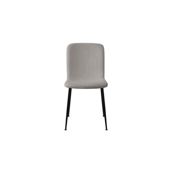 Stoel voor de eetkamer CORDUROY – Ribfluweel lichtgrijs – Zwarte metalen poten – Designstijl