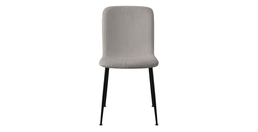 Chaise de salle à manger CORDUROY – Velours côtelé gris clair – Pieds en métal noir – Style design