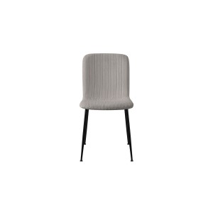 Chaise de salle à manger CORDUROY – Velours côtelé gris clair – Pieds en métal noir – Style design