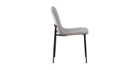 Chaise de salle à manger CORDUROY – Velours côtelé gris clair – Pieds en métal noir – Style design
