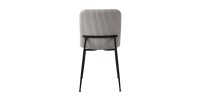 Chaise de salle à manger CORDUROY – Velours côtelé gris clair – Pieds en métal noir – Style design