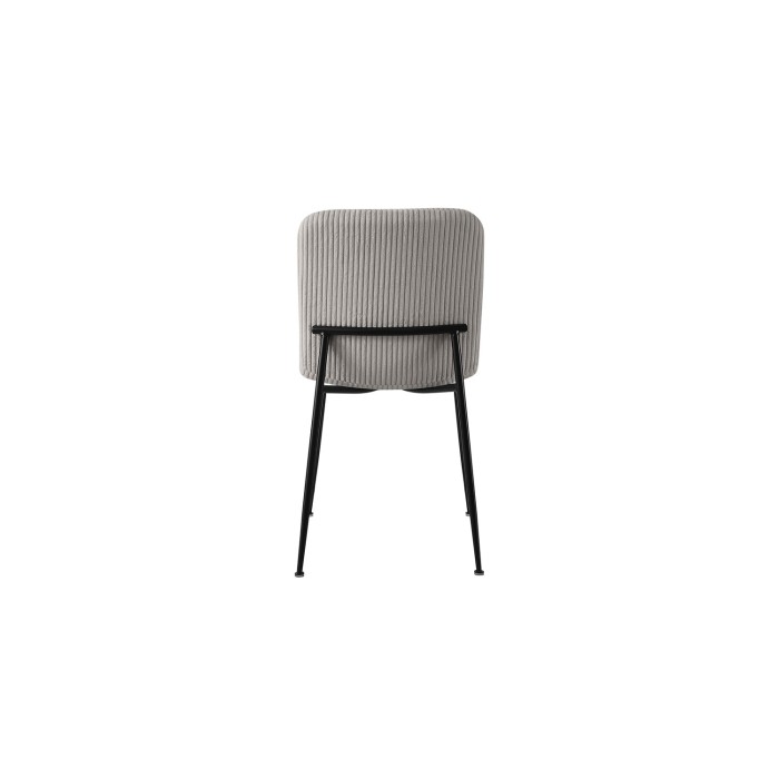Stoel voor de eetkamer CORDUROY – Ribfluweel lichtgrijs – Zwarte metalen poten – Designstijl