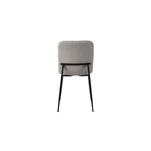 Chaise de salle à manger CORDUROY – Velours côtelé gris clair – Pieds en métal noir – Style design