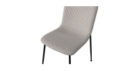 Chaise de salle à manger CORDUROY – Velours côtelé gris clair – Pieds en métal noir – Style design