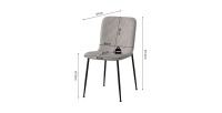 Chaise de salle à manger CORDUROY – Velours côtelé gris clair – Pieds en métal noir – Style design