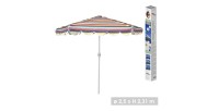 Parasol inclinable multicolore – Ø2,50m – H2,13m – Aluminium – Toile polyester 160g/m² – Manivelle