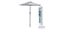 Inklusiver Sonnenschirm in Hellgrau – Ø2m – H2,13m – Stahl – Polyesterstoff 160g/m² – Kurbel