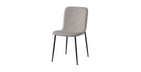 Chaise de salle à manger CORDUROY – Velours côtelé gris clair – Pieds en métal noir – Style design