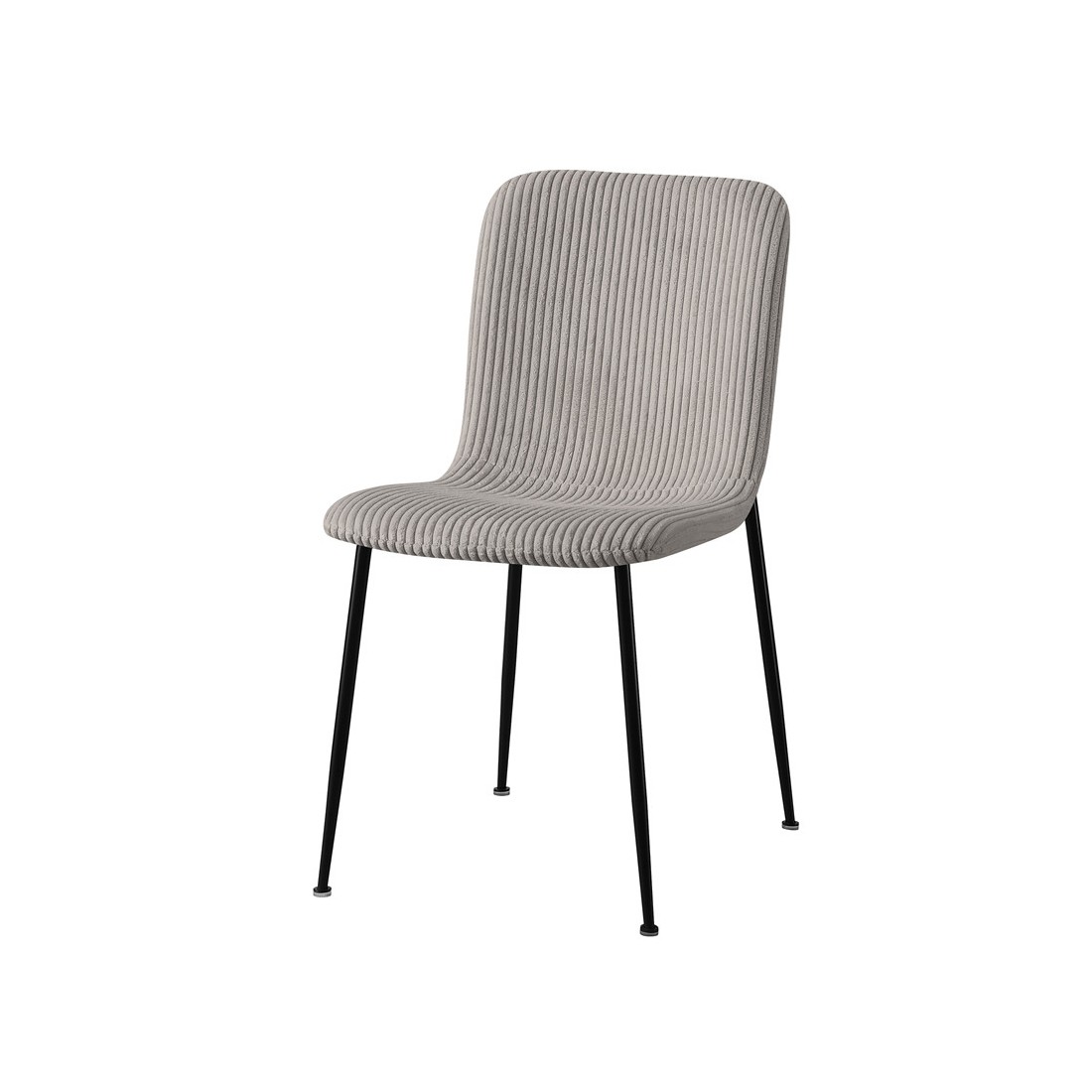 Eetkamerstoel CORDUROY – Ribfluweel lichtgrijs – Zwarte metalen poten – Design stijl