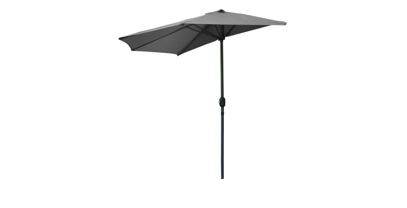 Demi-parasol mural gris anthracite – 270x135x230cm – Aluminium – Toile polyester 180g/m² – Manivelle