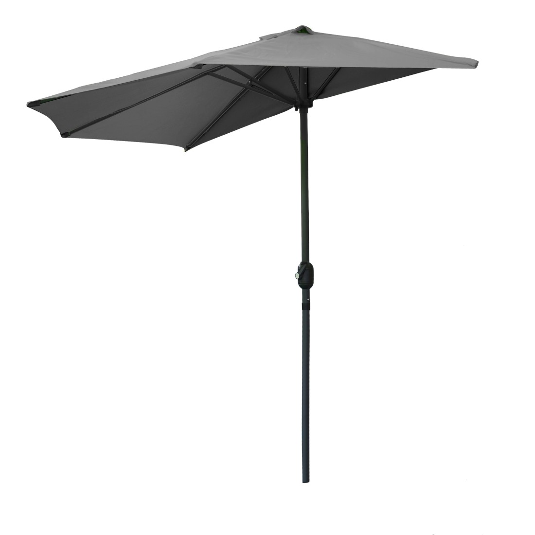 Demi-parasol mural gris anthracite – 270x135x230cm – Aluminium – Toile polyester 180g/m² – Manivelle