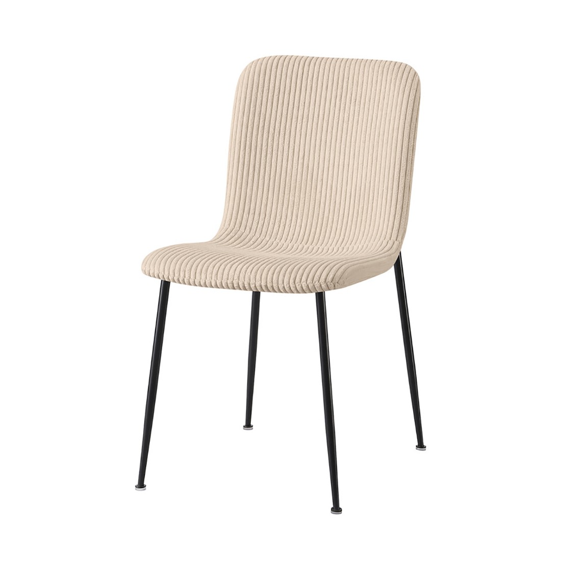 Chaise de salle à manger CORDUROY – Velours côtelé beige – Pieds en métal noir – Style design